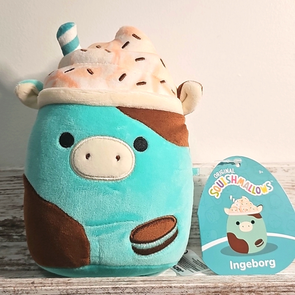 NWT Ingeborg 🐮 Mint Chocolate Milkshake Cow Crossover Original Squishmallow 5"